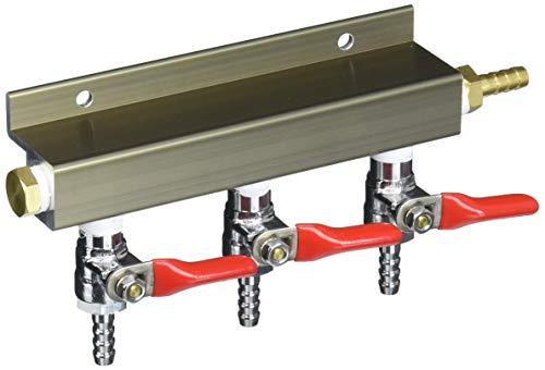 3-way 1/4" Barb CO2 Distributor Manifold with integrated check valves by The Weekend Brewer