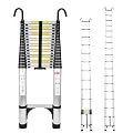 Telescoping Ladder 26.2FT Aluminum Lightweight Extension Ladder with Hooks 330 Lbs Heavy Duty Non-Slip Feet Folding Ladder Multi-Purpose Collapsible for Home RV Attic Outdoor Use (26.2 FT with Hooks)