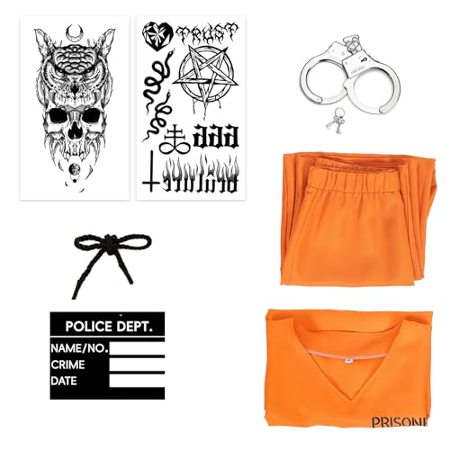 Disfraz de preso naranja para niños 6 piezas miniatura 2