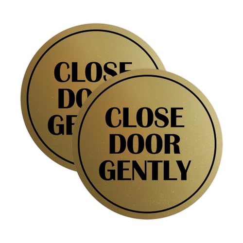 Panneau Fermer la porte doucement Signs ByLITA lot de 2 grand format or brossé pour bureau