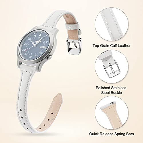 Ritche White 20Mm Leather Watch Bands For Women,Ladies Watch Bands Replacement Timex Expedition Silver Buckle For Samsung Galaxy Watch 2/ Active 2/3/ 4/5 Pro 40 41 42 44 45 46 Mm #TOP1