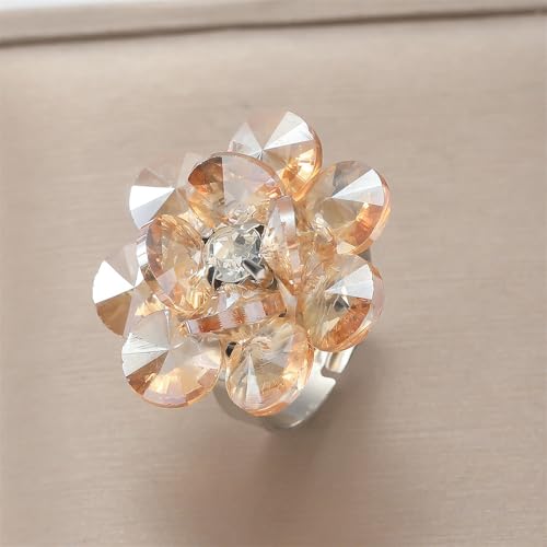 Bague fleur de cristal ajustable, le cadeau délicat idéal