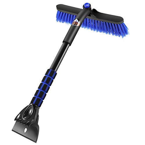 SEG Direct Cepillo para nieve de 66 cm con raspador de hielo, cerdas gruesas y resistente para romper el hielo, agarre ergonómico de espuma