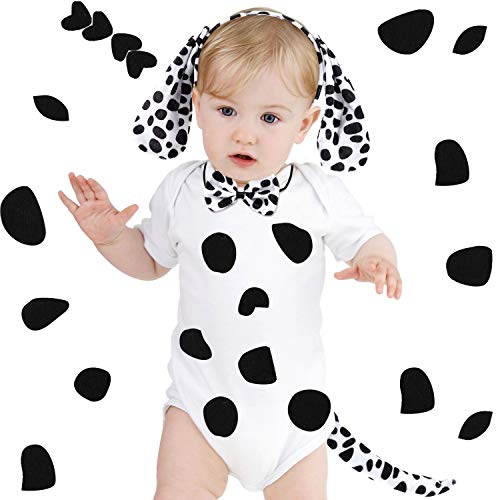 Willbond Dalmatian Dog Ear Headband, Bow Tie, Tail Set With 4 Sheets Adhesive Felt Circles Felt Pads For Halloween Diy Projects Costume Party Decorations Supplies thumb #6