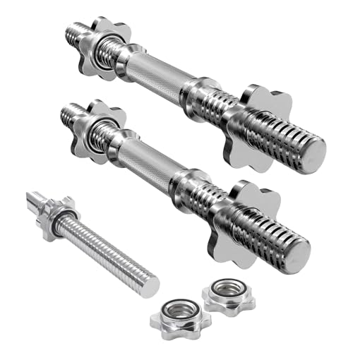 AemaSport Barra Pesas Musculación Barra Recta de 28mm de Diámetro - Barra para Pesas con Rosca Cromada - Barra Pesas 28mm para Gimnasio y Hogar - Barra Gym (Mancuerna 35cm (2uds))