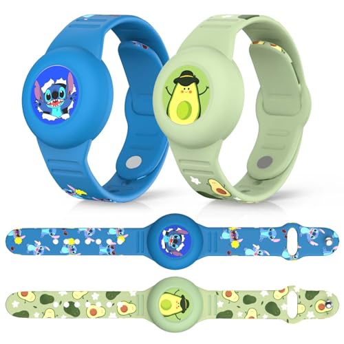 2pcs Bracelet pour Enfants Étanche pour AirTag, Mignon Dessin Animé Réglable Caché pour Apple Air Tag HolderÉtui en Silicone Souple Anti-Perte GPS Tracker...