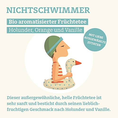 Trink Meer Tee NICHTSCHWIMMER - Bio aromatisierter Früchtetee | heller Früchtetee mit vanilligem Orangengeschmack | loser Tee in Teedose | Geschenk I 120g