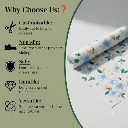 Image of Dribble (45cm X 500cm) Eva Shelf Liner Mat Roll, Non Slip Drawer & Cabinet Liner for Kitchen, Waterproof Oilproof Washable Fridge Mat, Anti Skid Multipurpose Mat (Spring Lavender Blue)