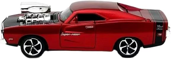 Power Toys TECH - Miniatura Carrinho de ferro Dodge super charger esportivo abre as portas Vintage antigo : Carrinho de Ferro com Portas que Abrem e Pneus de Borracha 1:32 (Vermelho)