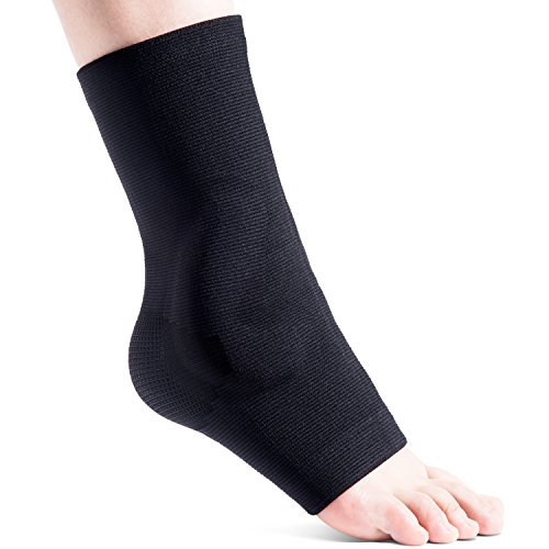 Ankle Brace Compression FREETOO Silicone Support Sleeve with Silicone Inserts for Athletics, Injury Recovery, Joint Pain, Eases Swelling L