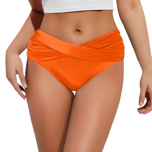 Bas de bikini pour femme noir froncé masquant les petites imperfections
