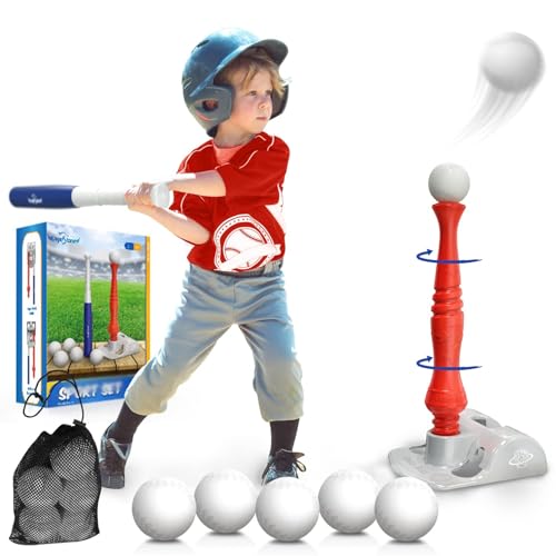 Eagle Stone Kids T-Ball Set, Outdoor Baseball Sport Toy with 6 Balls & Adjustable T Height Equipment,Fun t Ball Set,Portable Outside Yard Active Gifts,Improves Batting Skills for Boys Girls 6 7 8 9 10