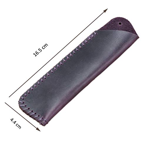 Image of Handmade Leather Double Pen Case Crazy Horse Leather Fountain Pen Pouch Protective Sleeve Cover