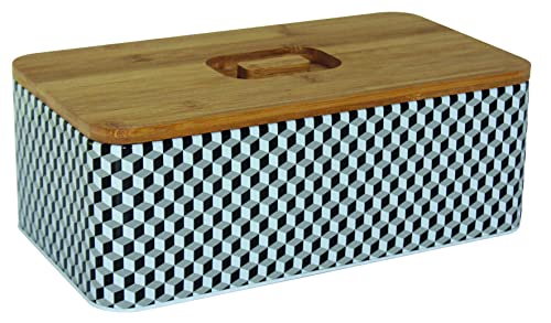 Box and beyond - Panera, de metal, tapa de bambú, de hexágonos, 33 x 18 x 12...
