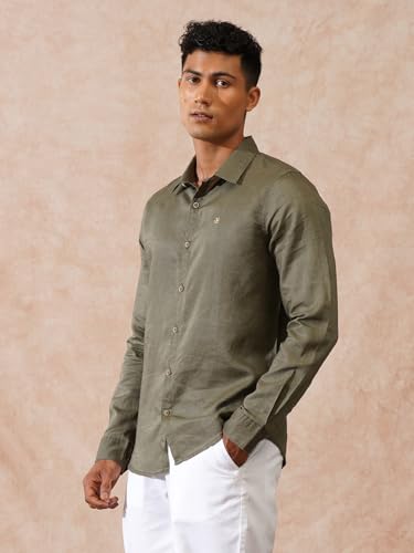 Image of WROGN Men's Linen Blend Shirt | Solid Styles | Slim Fit