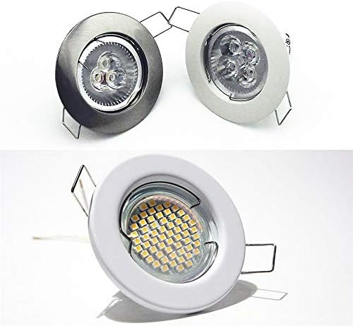 KingYH 6 Pack Round Recessed Spotlights Trim Ring Fitting GU10 Light Mounting Frame with GU10 Lamp Holder for Ceiling Spotlight MR16 and 50mm Bulb Halogen Light Fitting White