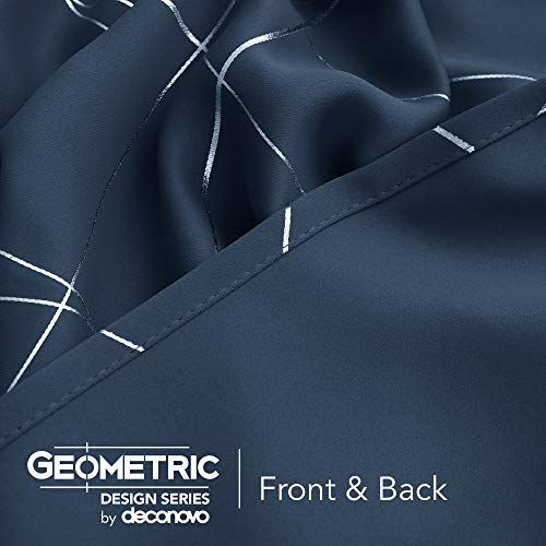 Deconovo Geometric Pattern Blackout Curtains & Drapes, Room Darkening Curtains 84 Inches Long, Navy Blue Curtains For Living Room (2 Panels, 52X84 Inch, Navy Blue) #TOP4