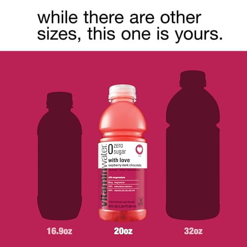 vitaminwater zero with love nutrient enhanced water w/vitamins, raspberry dark chocolate, 20 fl oz, 12 Pack