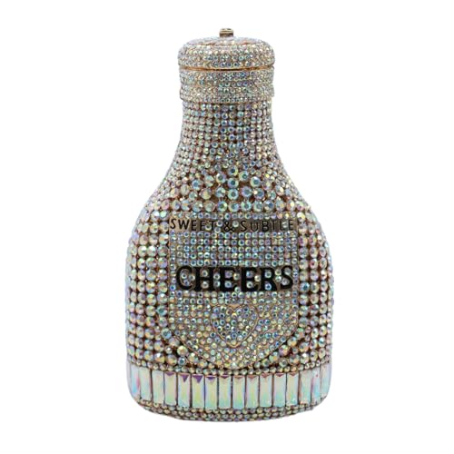 Image of Rhinestone Champagne Bottle Clutch, Luxury Evening Bag for Women