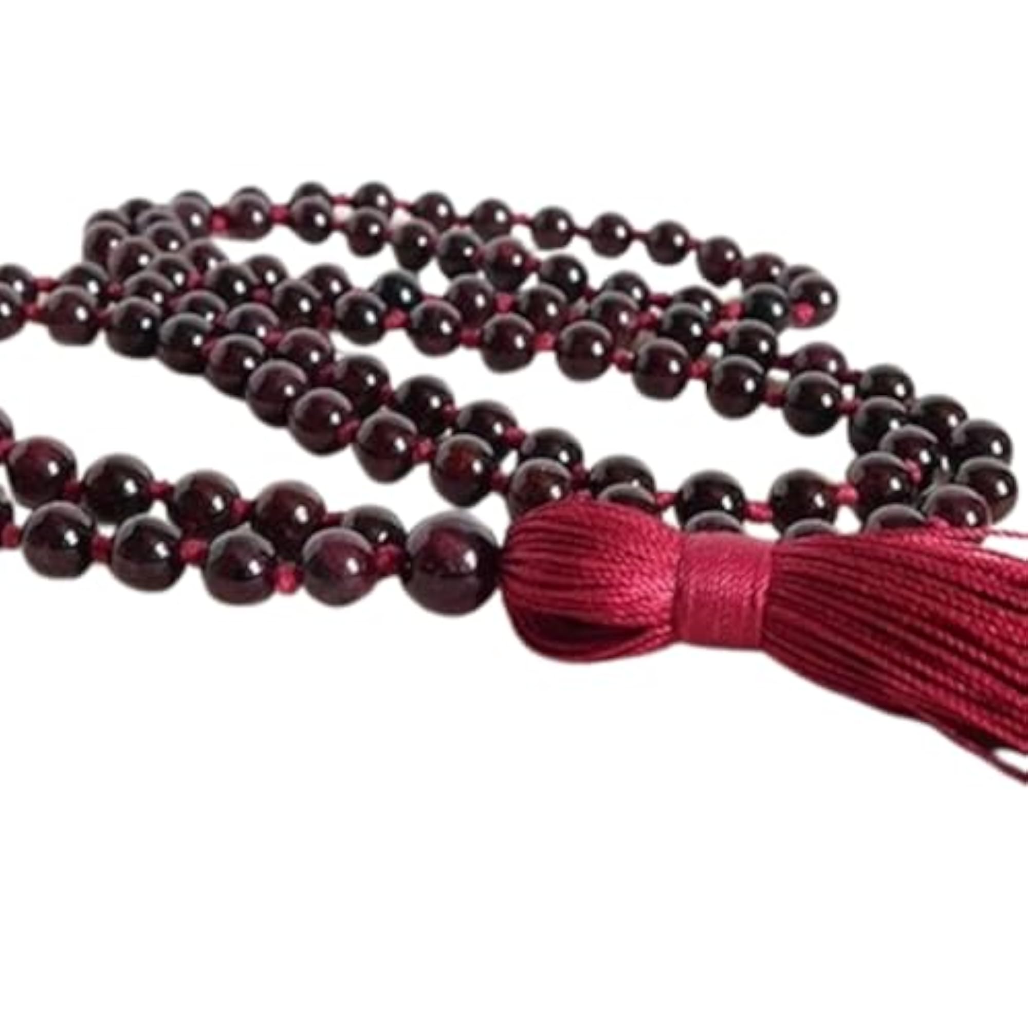 Natural Garnet 10MM Beaded Handmade Prayer Mala Necklace