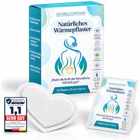 Heatbelle Empower® Langanhaltende Wärmepflaster, Bodywärmer wohltuende Wärme für Bauch, Rücken, Nacken, Schulter & Unterleib – ideal während der Periode – 12h Tiefenwärme – 10er od
