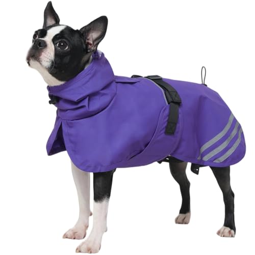 IECOii Waterproof Dog Raincoat with Reflective Strips - Adjustable Dog Rain Jacket for Small Medium Large and Giant Dogs, Windproof Pet Rain Coat with