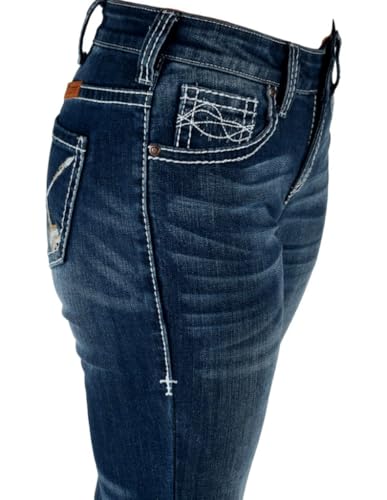 Cowgirl Tuff Western Jeans Womens Peacekeeper Dark Wash JPCKPR2