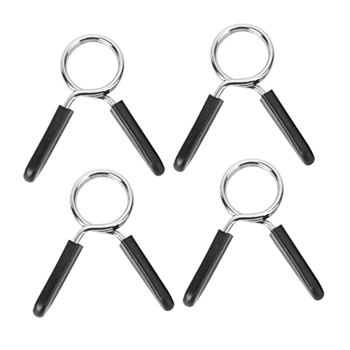 KOMBIUDA 4Pcs Spring Clip Collars for Weightlifting Powerlifting and Cross Fit Durable Barbell Clamps Construction Handle Quick Release Design