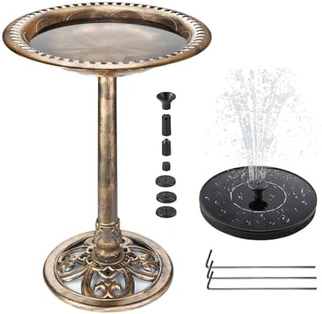 Solar Powered Bird Baths Review: What Makes Them a Must-Have? 8 JBEIY Bird Bath with Solar Powered for Outdoors, 28 Inch Copper Birdbath with Solar Water Fountain Bird Baths Feeder Bowl for Outdoors Garden Patio Yard Lawn Decor