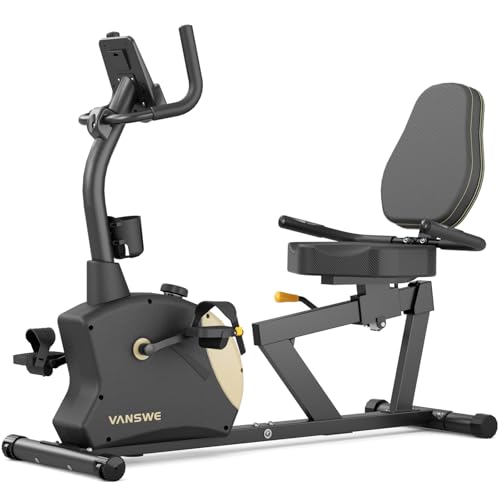 VANSWE Recumbent Exercise Bike for Adults Seniors - Recumbent Bikes for Home with Magnetic Resistance, Bluetooth and App Connectivity, Pulse Sensor Re