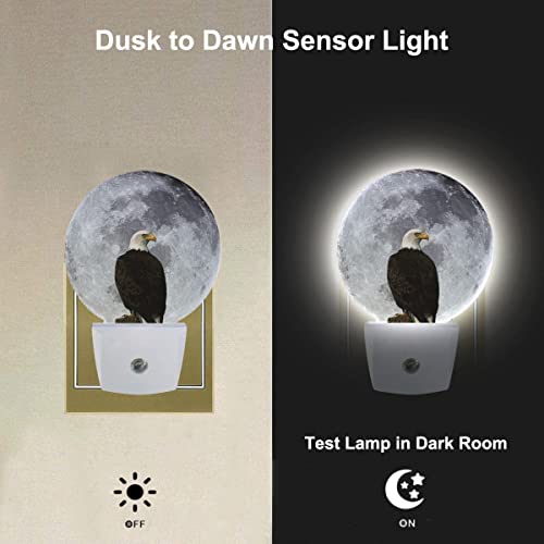 Image of Night Light Eagle Standing Before Full Moon Night Lights Plug into Wall 0.5W LED Lighting Auto on /Off for Hallway Stairway Kitchen Home Decor