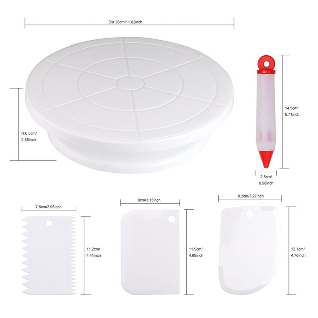 12-teiliges Tortenzubehör-Set: Schichttortenaufsatz, Drehteller, Dekorierstift, Zuckerglätter, Kupplung, Backförmchen