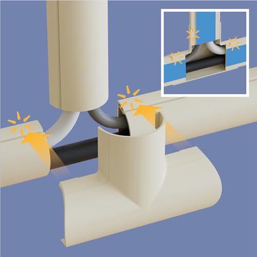 Image of D-Line Cable Raceway Clip-Over Accessories | Join Multiple Channels of D-Line Cord Covers | Coupler and Connector Multipack (Medium (Mini), Beige)