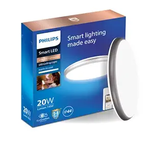 PHILIPS 20W Round Wi-Fi Smart LED Surface Ceiling Light for Home with Music Sync,Voice Control & Dimmable Feature | Amazon Alexa & Google Assistant Compatible | Tunable White, Pack of 1 (Wiz Saturn)
