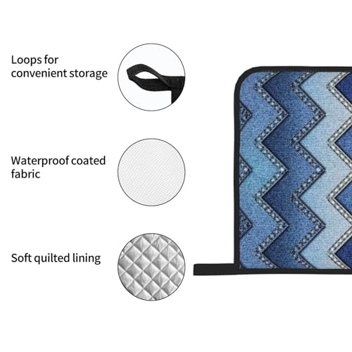 Kit de cuisson isolé en denim bleu dégradé pour four micro-ondes et barbecue