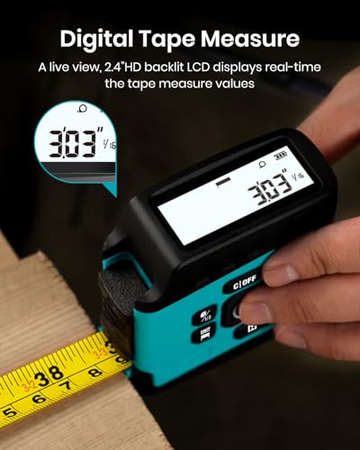 Image of MiLESEEY DT20 Digital Laser Tape Measure,130FT Laser Measuring Tool,16FT Easy Read Digital Measuring Tape Retractable with Fractions,Rechargeable Measurement Tool for Distance /Area /Volume /Pythagorean