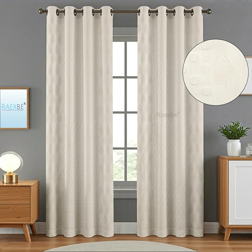 Image of Heavy Long Crush Floral Design Curtains | 5ft Premium Polyester Punching Coin Pattern Curtains for Living Room, Bedroom, Door & Window | Modern Cream Home Decor Screens | Set of 2 Pieces
