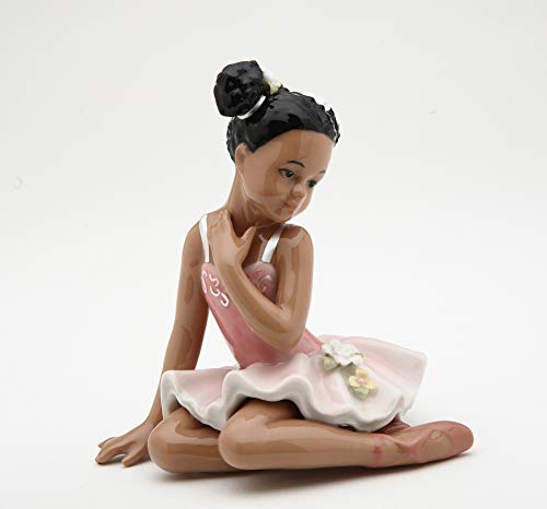Cosmos Gifts Fine Porcelain African American Ballerina Girl in Pink Tutu, 4-1/4