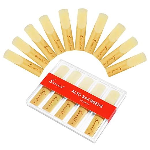 Sovvid 10 Pack Professional Alto Saxophone Reeds with Plastic Box, Strength 3.0 Alto Sax Reeds, Laser Engraved Marking & Thinner Reed Tip for Easy of Play, Traditional Reeds for Saxophone Alto