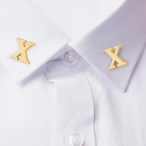 Image of HONEY BEAR Mens Womens Initial Alphabet Letter Lapel Pins Collar Badge Brooches for Business Wedding Graduation Gift Matte Gold 0.59 inches