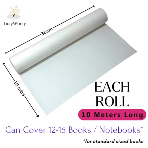 Image of Translucent Milky Frosty 10 Mtrs Book Cover Rolls (Pack of 2), 36 cm Wide Protective Covers for Notebooks, Includes 2 Sheets of Stickers /Bookplates (Cars & Bikes)