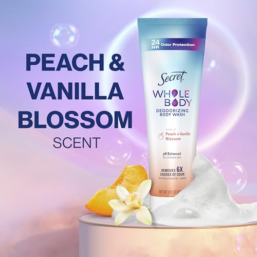 Secret Feminine Wash, 24 HR Deodorizing Feminine Body Wash for Women, Removes 6x Causes of Odor, PH Balanced, Safe to Use Everywhere, Peach & Vanilla Blossom Scent, 8.0 oz - image 8