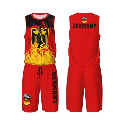 Germany Flag Flag Grain (2) Basketball Jersey Uniform Suit for Men Adults Training Athletic Set
