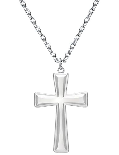 Waitsoul Solid 925 Sterling Silver Cross Necklace For Women Men Cross Chain For Women Girls 16+2 Inches Silver Sideways Cross Choker Cross Pendant Necklace (Surround Ladder) #TOP24