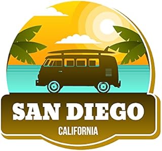 San Diego, California, 3 inch Sticker, S291 (Waterproof Vinyl Decal for Car, Water Bottle, Laptop, iPad, Window, Cooler, Luggage, Bumper, Toolbox, Locker), 3 inch