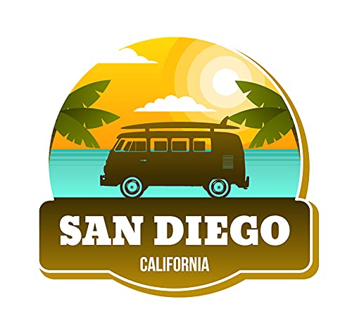 San Diego, California, 3 inch Sticker, S291 (Waterproof Vinyl Decal for Car, Water Bottle, Laptop, iPad, Window, Cooler, Luggage, Bumper, Toolbox, Locker), 3 inch