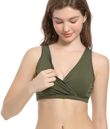 Image of CAKYE 3 Pack Cotton Maternity Nursing Bras Breastfeeding Sleep Bralette
