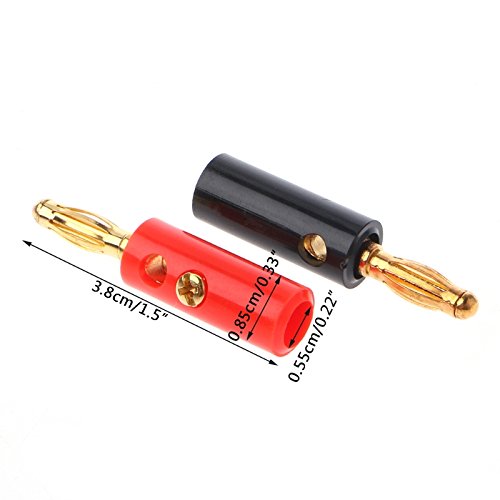 Vizgiz 10 Pack Banana Plugs For Speaker Wire Diy Soldering-Free Closed Screw 4Mm Gold Plated Banana Speaker Pin Plug Connectors Adapter For Amplifier Audio Cable (5 Black+ 5 Red) #TOP5
