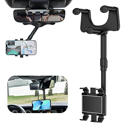 Bigqin Soporte Móvil Coche para Espejo Retrovisor, Retráctiles Girado 360 °...