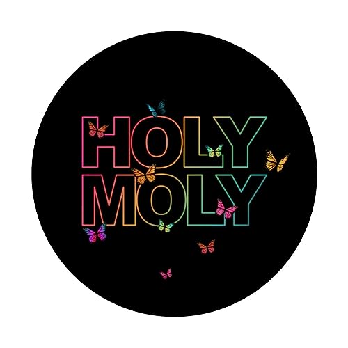 Funny Saying - Holy Moly for Men and Women PopSockets Swappable PopGrip, Black - Image 3